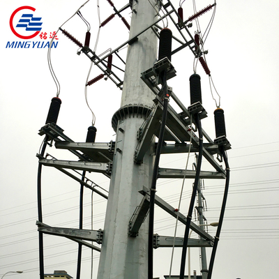Q355B Stalowy zgalwanizowany słup elektryczny o zaokrąglonej napięciu 33 KV